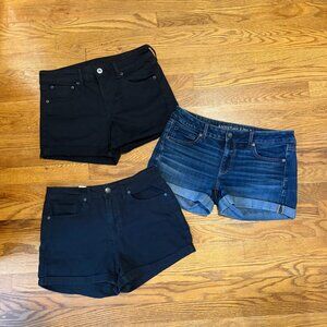Denim Shorts Bundle | American Eagle & Aeropostale Women's Size 10 Black Denim